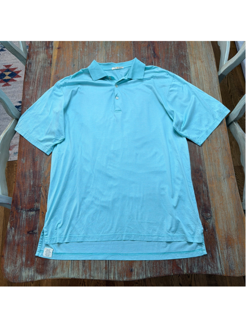Vintage Peter Millar Golf Polo Shirt Mens L Turquoise Mercerized Cotton Korea